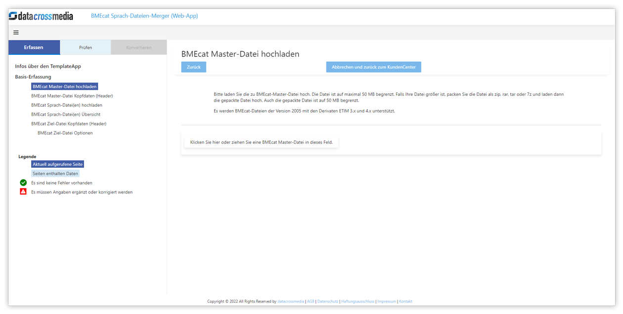 BMEcat-Masterdatei hochladen