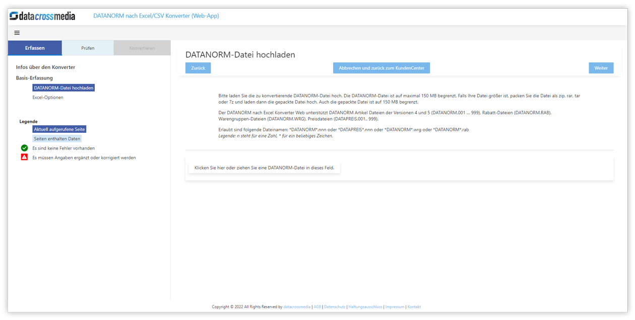 DATANORM-Datei auswählen