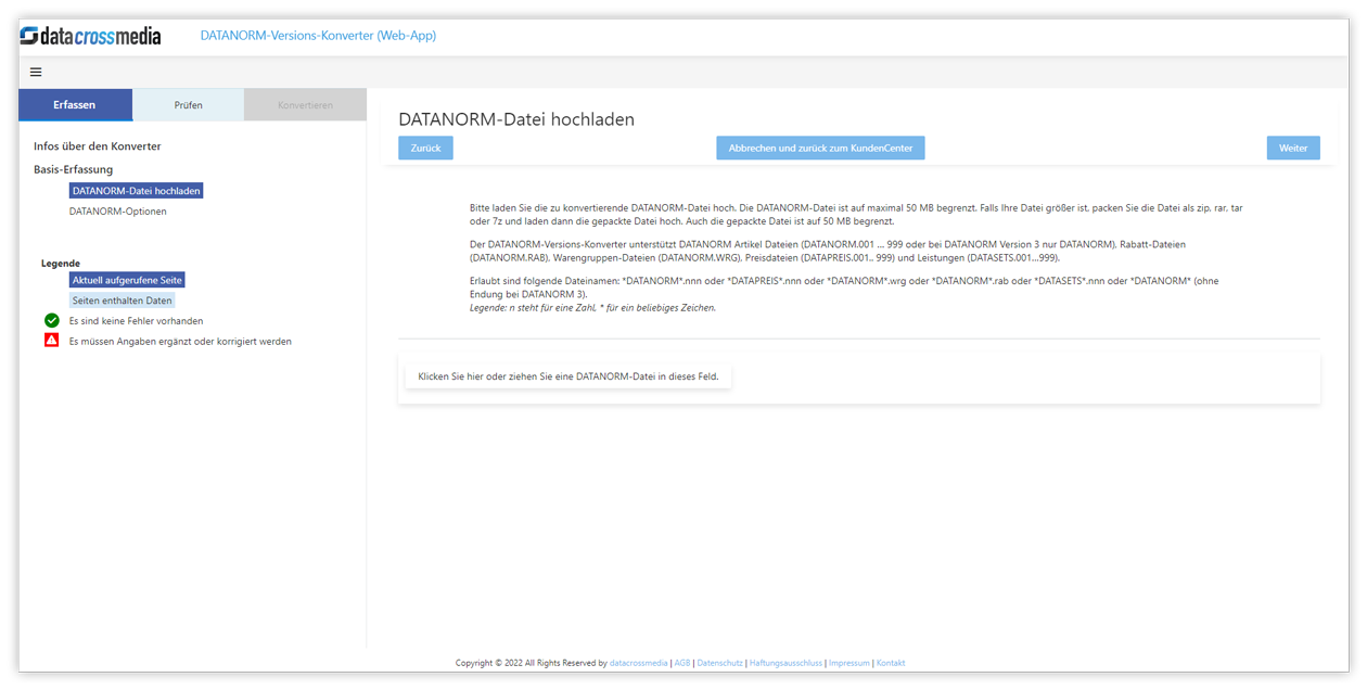 DATANORM-Datei auswählen