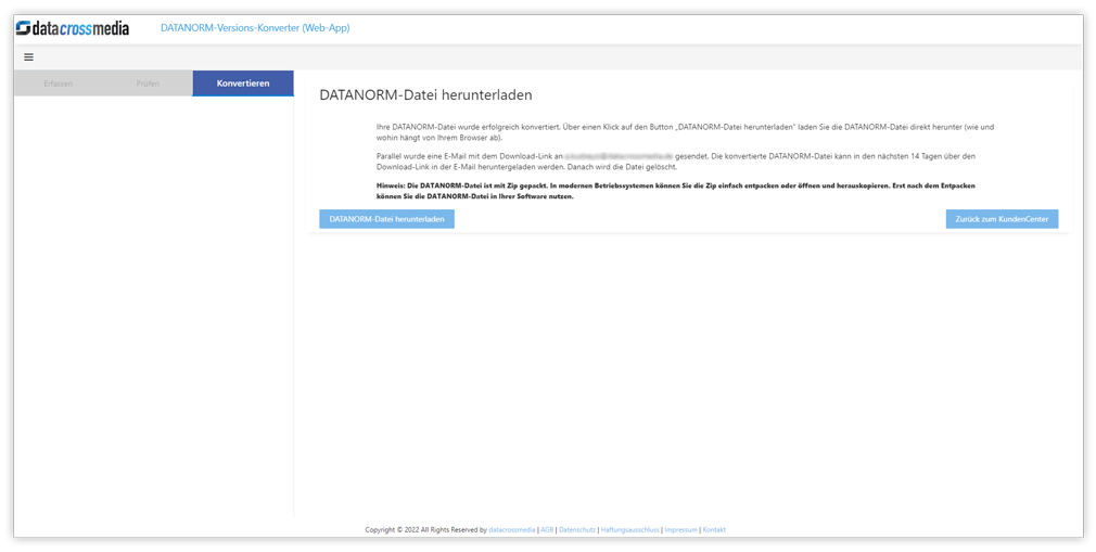 Konvertierte DATANORM-Datei herunterladen