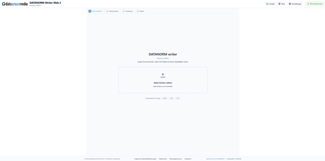 DATANORM Writer Web Produktdaten hochladen